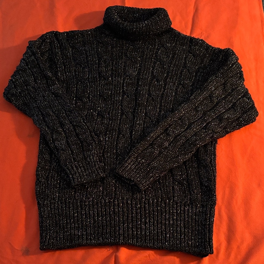 Liz Claiborne Black and Silver Knit Sweater Vintage